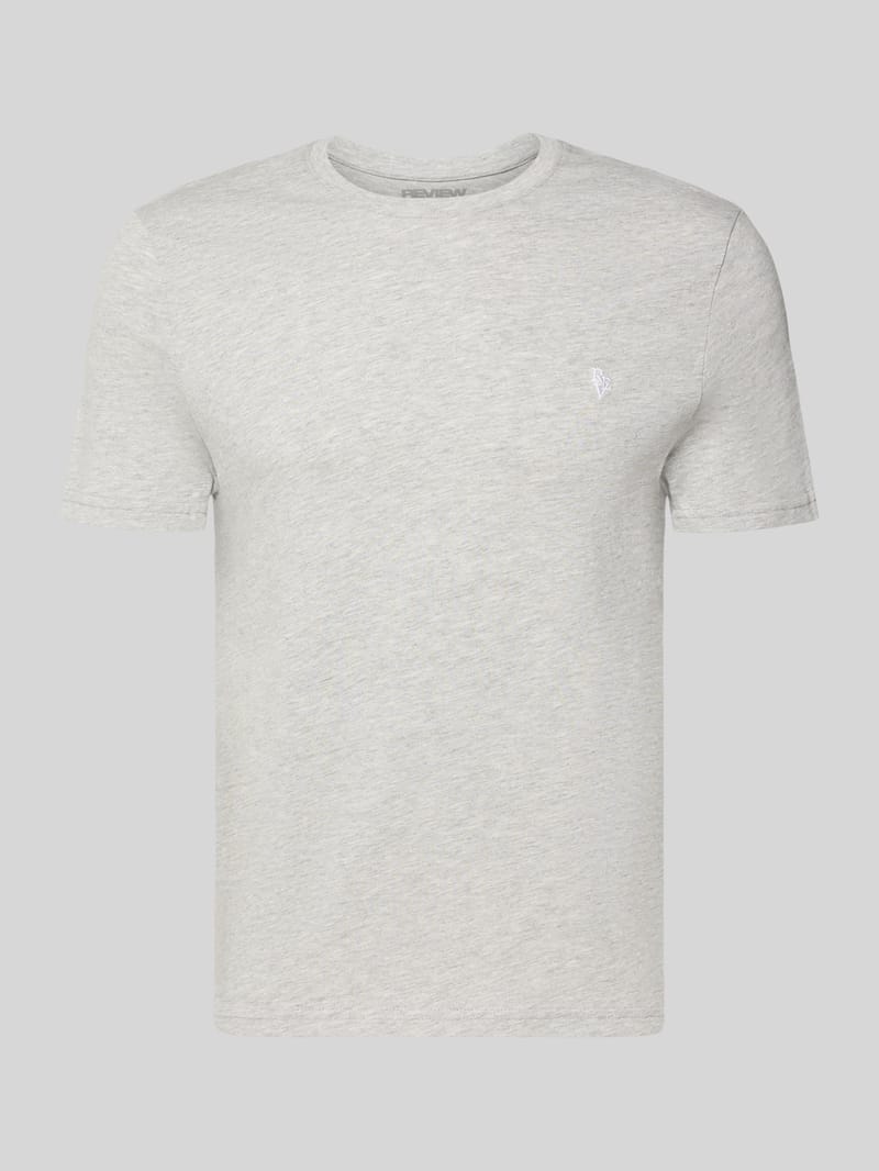 REVIEW Basic Slim Fit T-Shirt mit Flock-Logo auf der Brust