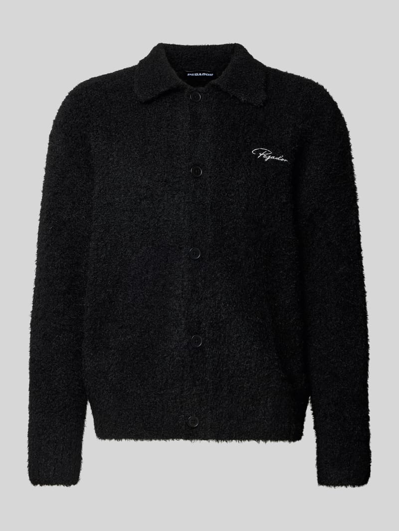 PEGADOR Cardigan aus Effektgarn mit Label-Stitching