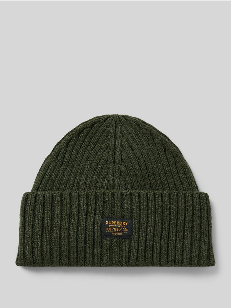 Superdry Beanieaus Woll-Mix mit Logo-Patch Modell 'WORKWEAR'