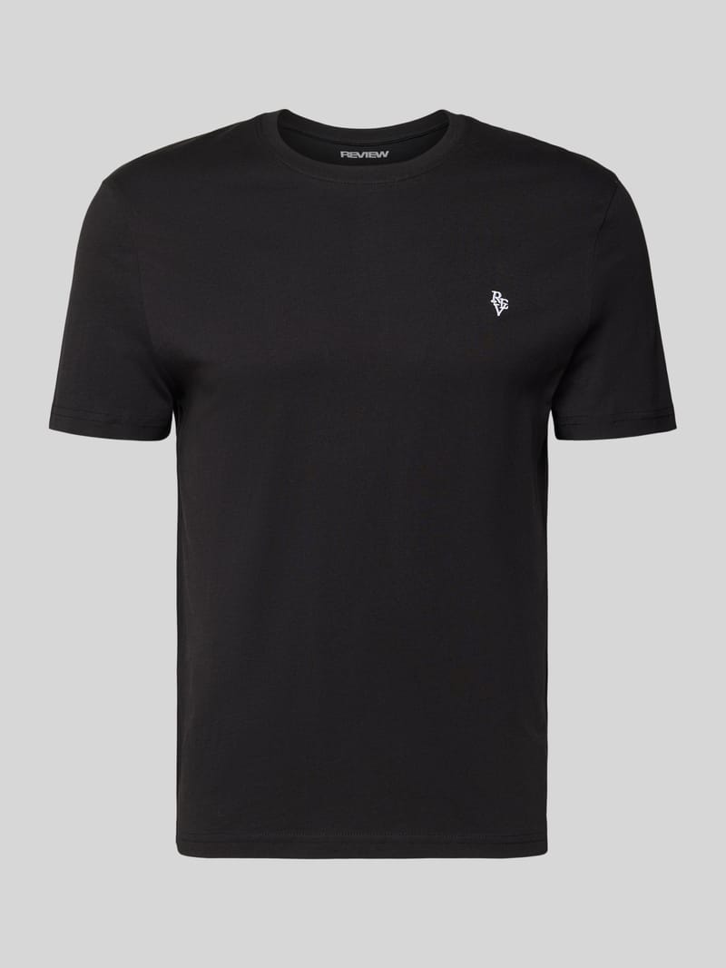 REVIEW Basic Slim Fit T-Shirt mit Flock-Logo auf der Brust