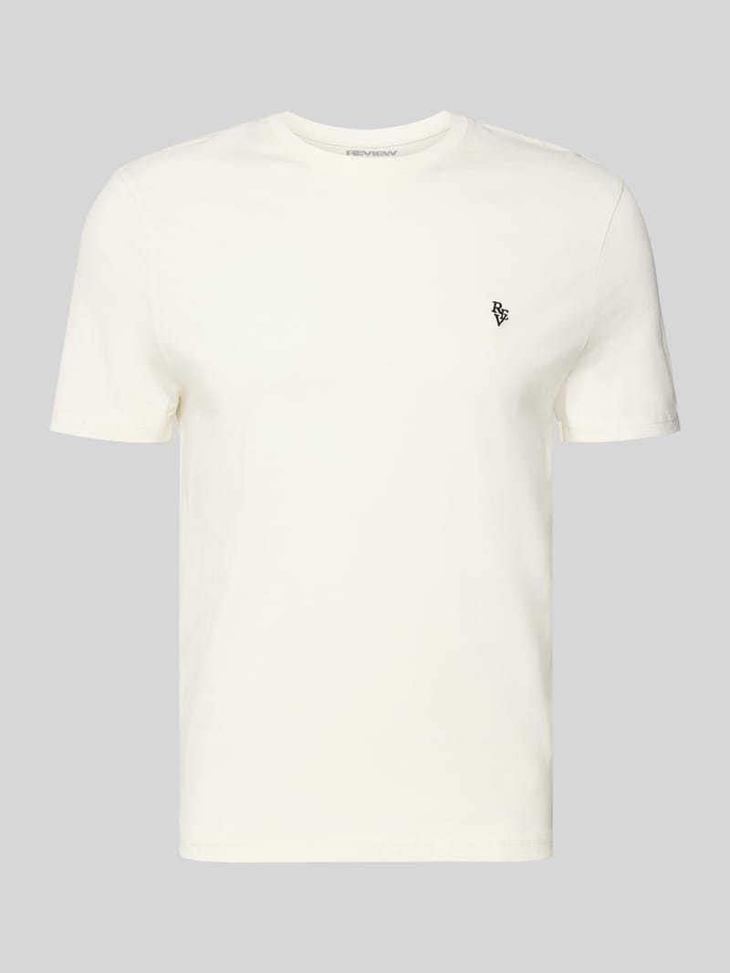 REVIEW Basic Slim Fit T-Shirt mit Flock-Logo auf der Brust