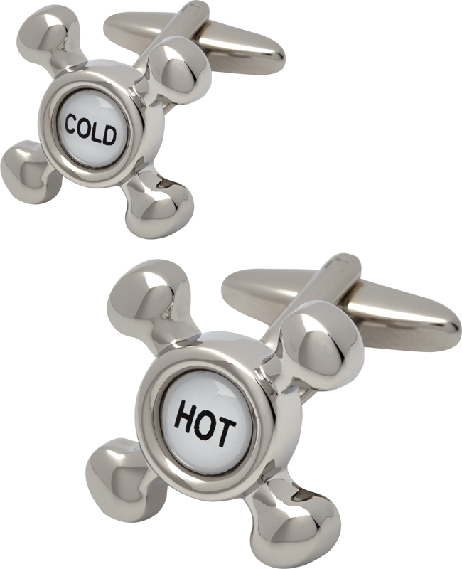 Manchetknopen in de vorm van een waterkraangreep Lindenmann