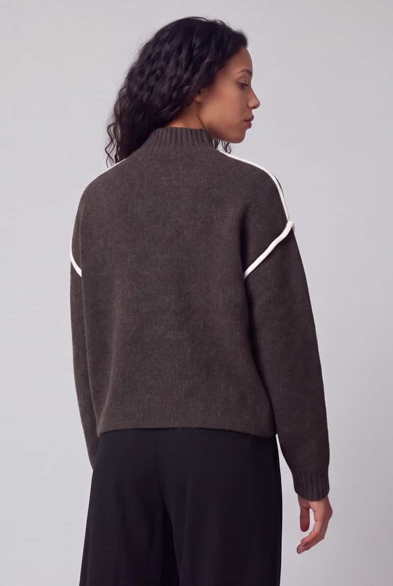 Vero Moda Pullover met contrastpaspel aan de mouw bruin, foto 5