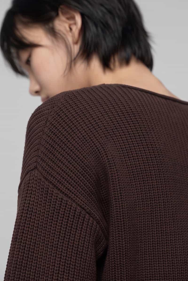S.Oliver relaxed fit gebreide pullover van katoenmix donkerbruin, foto 4