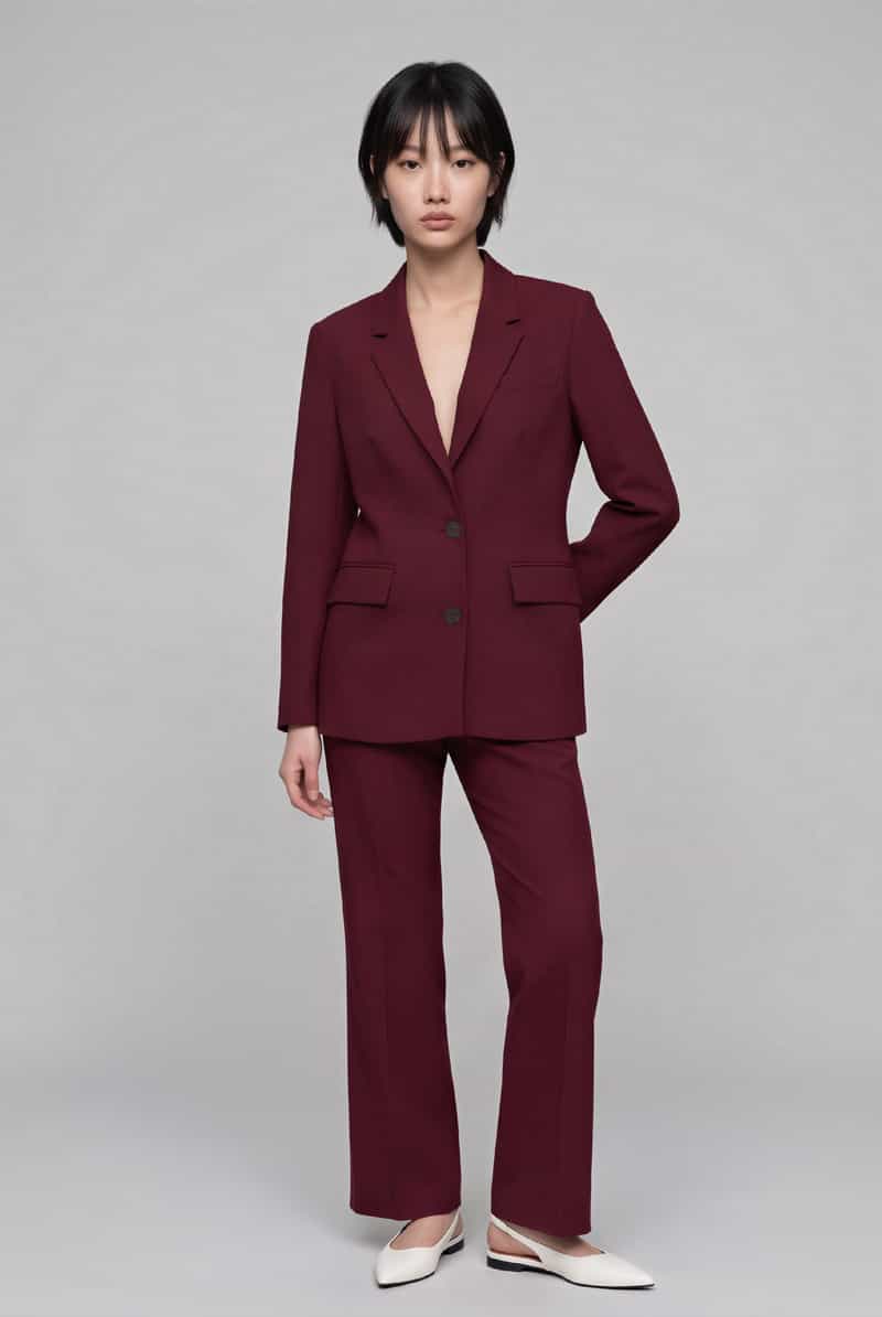 Selected Wijdte broek van viscosemix model 'RITA' bordeaux, foto 7