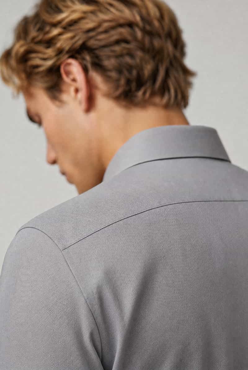 Olymp Body fit zakelijk overhemd van katoenmix taupe, foto 5
