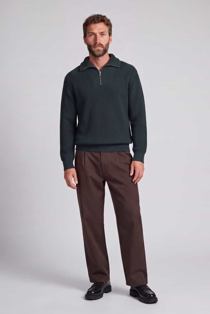 Selected Men Heren Truien & Vesten Slmdry Ls Knit Half Zip - Donkergroen, foto 8