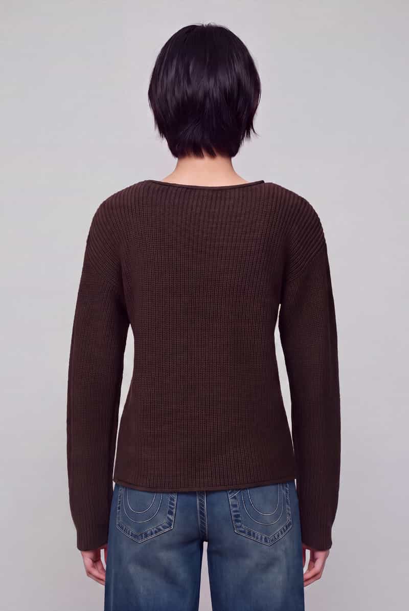 S.Oliver relaxed fit gebreide pullover van katoenmix donkerbruin, foto 5