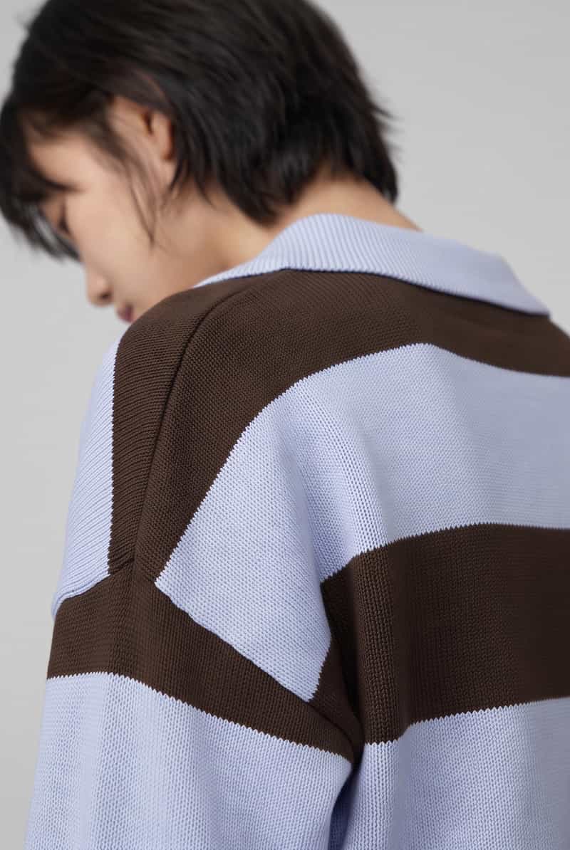 S.Oliver boxy fit gebreide pullover van katoenmix blauw/bruin, foto 4