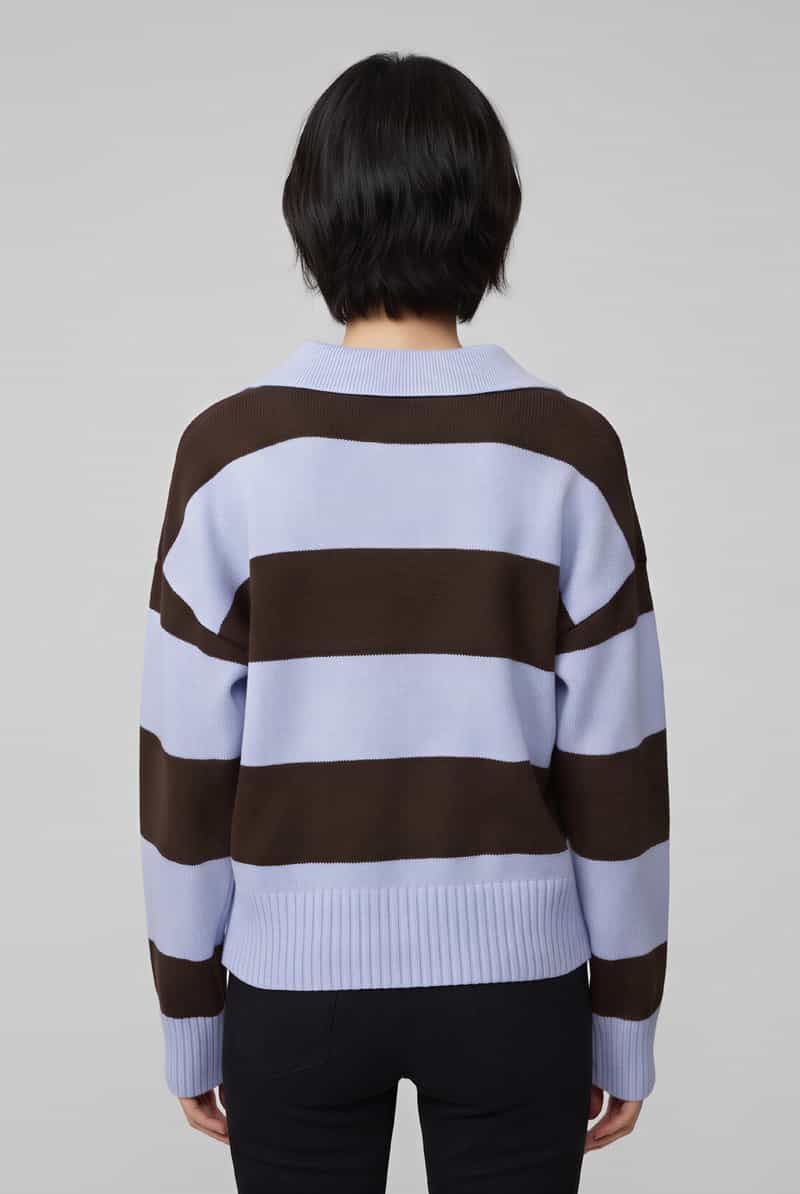 S.Oliver boxy fit gebreide pullover van katoenmix blauw/bruin, foto 5
