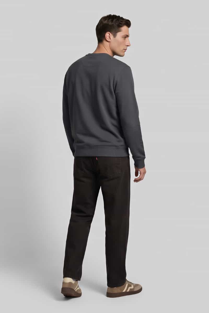 Boss Regular fit sweatshirt van puur katoen model 'Westart' kaki, foto 5
