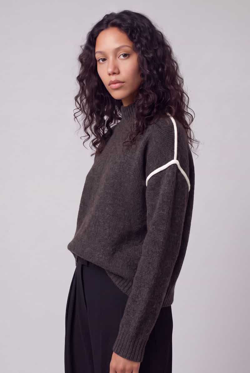 Vero Moda Pullover met contrastpaspel aan de mouw bruin, foto 4