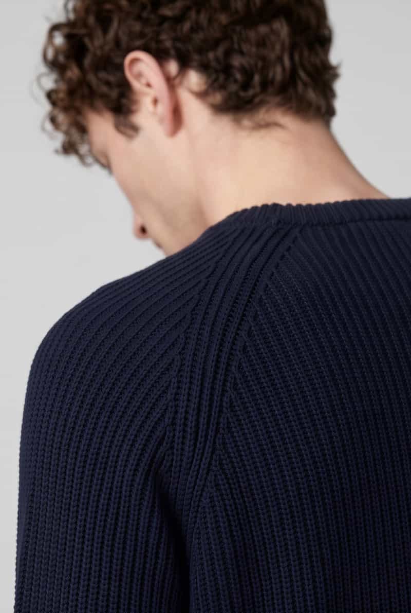 Selected Regular fit pullover van puur katoen model 'BRAUN' navy blazer, foto 5