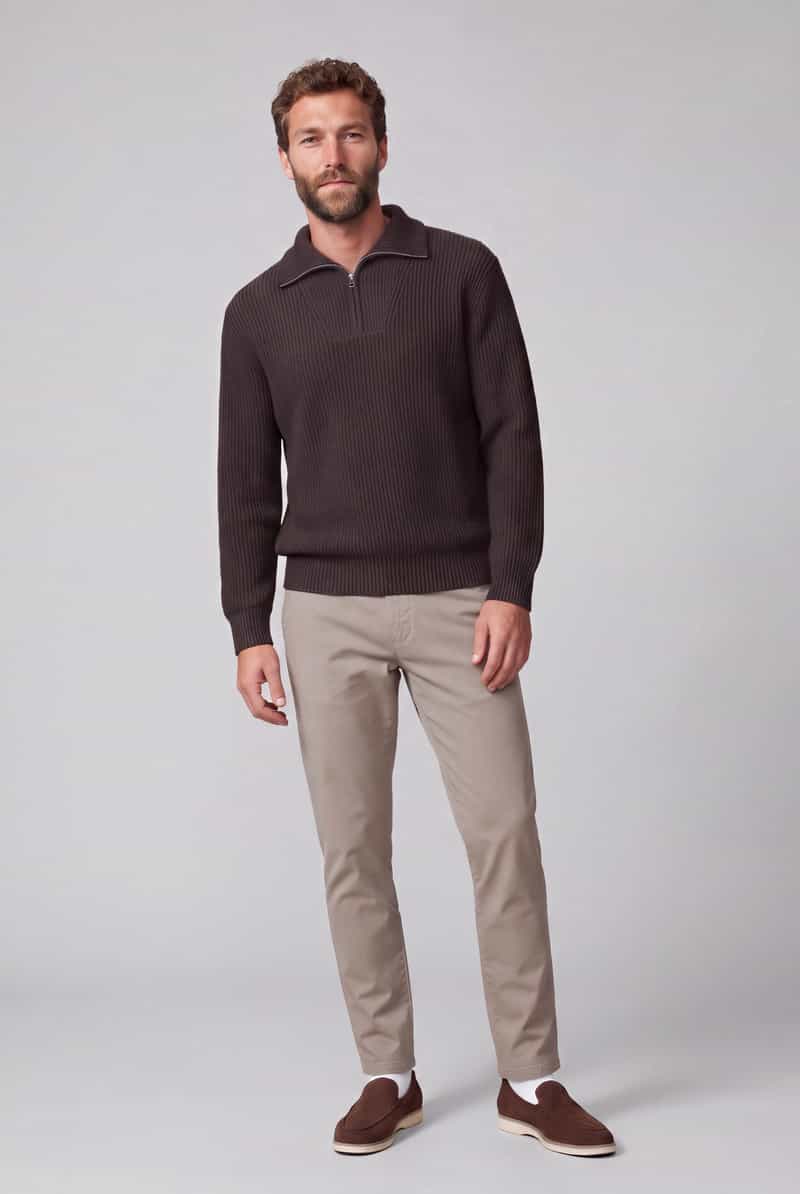 Selected katoenen relaxed fit gebreide trui - delicioso bruin, foto 7