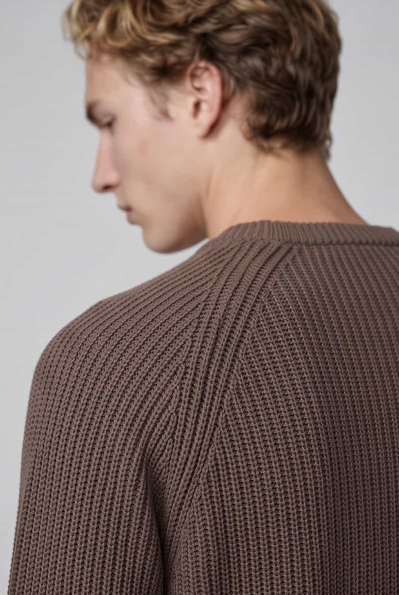 Selected Men Heren Truien & Vesten Slmbraun Knit Rib Crew Neck Noos - Bruin, foto 5