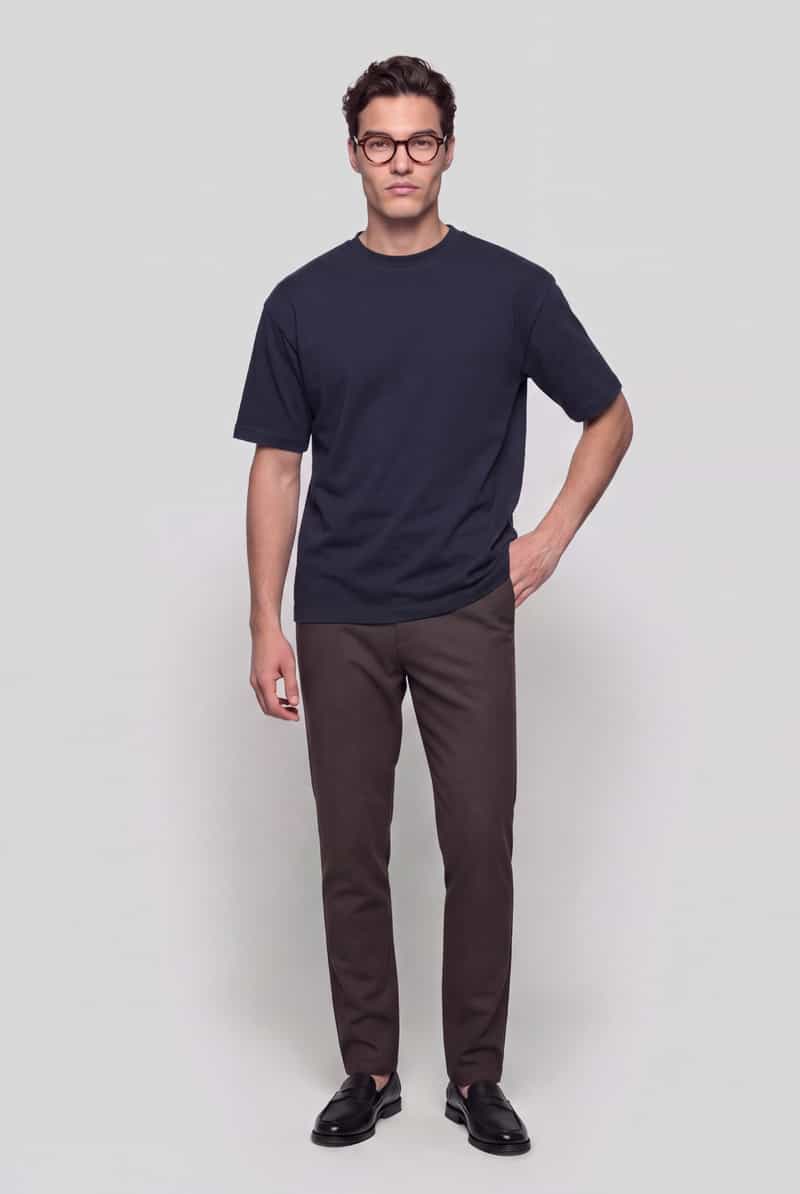 Selected Loose fit t-shirt met ronde hals model 'OSCAR' donkerblauw, foto 7