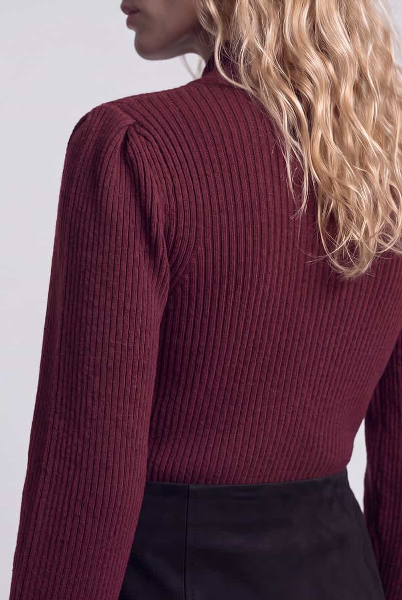 Only Pullover met pofmouwen model 'ONLKATIA' bordeaux, foto 4