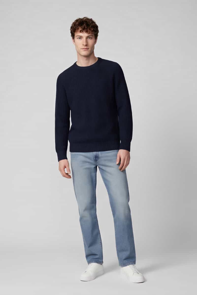 Selected Regular fit pullover van puur katoen model 'BRAUN' navy blazer, foto 7