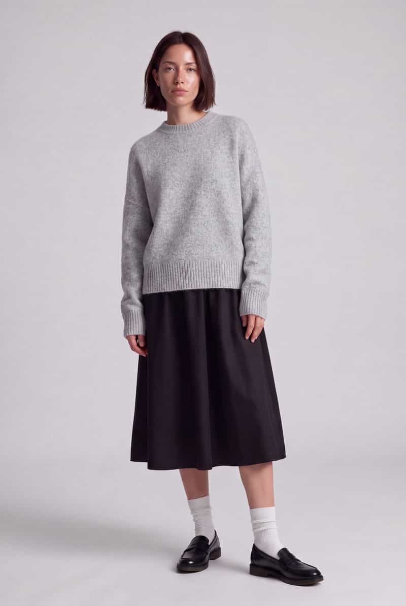 Vero Moda oversized pullover met wol model 'BOOM' light grey melange, foto 6