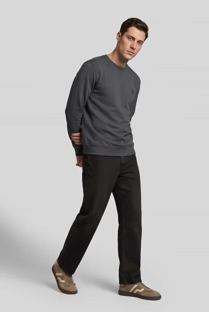 Boss Regular fit sweatshirt van puur katoen model 'Westart' kaki, foto 6