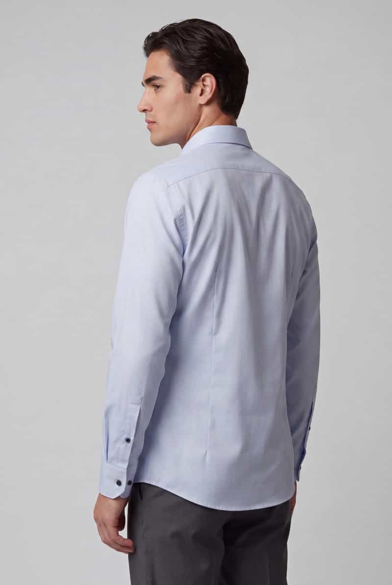 Olymp Body fit zakelijk overhemd van katoenmix blauw, foto 6