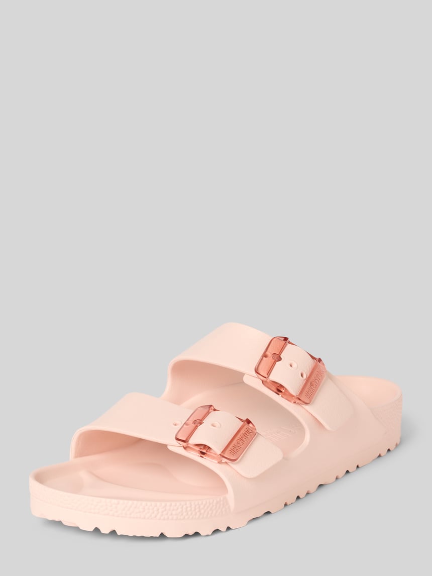Birkenstock Slippers met doornsluitingen, model 'ARIZONA STEALTH BUCKLE' - Lichtroze