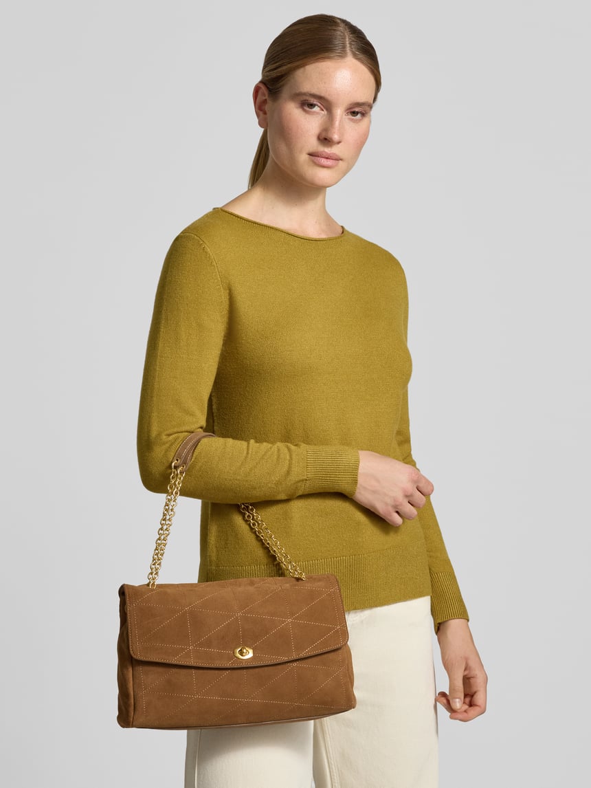 MANGO Shoulder Bag aus echtem Leder Modell 'MONTES' - Mittelbraun