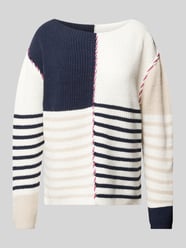 Patchwork Pullover mit U-Boot-Ausschnitt von Tom Tailor Blau - 15