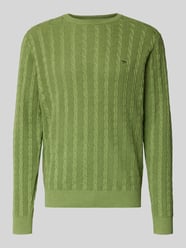 Gebreide pullover met kabelpatroon en labelstitching van Fynch-Hatton - 30