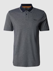 Slim Fit Poloshirt mit Label-Print von BOSS Orange Blau - 44