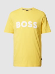 T-shirt met applicatie met labelstitching, model 'Tiburt' van BOSS Geel - 42