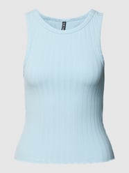 Tanktop in riblook, model 'LESLIE' van Pieces Blauw - 9