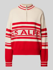 Gebreide pullover van viscosemix met opstaande kraag en ritssluiting van Jake*s Casual Rood - 34