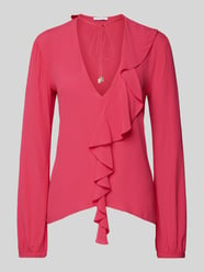 Strikblouse van viscose met volant van Patrizia Pepe Fuchsia - 33