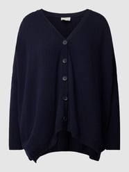 Cardigan aus Woll-Mix mit geripptem V-Ausschnitt von Milano Italy Blau - 32