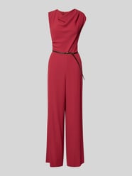 Jumpsuit met cascadehals en riem van Jake*s Collection Fuchsia - 7