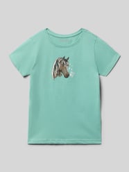 t-shirt z nadrukiem z motywem i okrągłym dekoltem od Blue Seven - 36