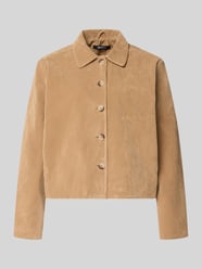 Jack in leerlook met kentkraag model 'Trine' van Gina Tricot Beige - 1