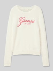 Sweter z dzianiny z wyhaftowanym logo od GUESS - 40