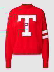 Gebreide pullover met labelstitching, model 'LETTERMAN' van Tommy Jeans Rood - 27