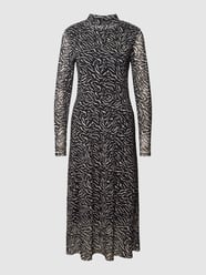 Maxikleid mit Allover-Muster von comma Casual Identity Schwarz - 16