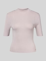 T-Shirt aus Lanawoll-Mix mit Logo-Applikation von Marc Cain Beige - 39
