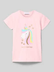 t-shirt z motywem i okrągłym dekoltem od DANAMADE Fuksjowy - 6
