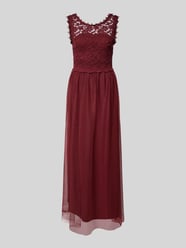 Długa sukienka z obszyciem koronką model ‘LYNNEA’ od Vila Bordowy - 25