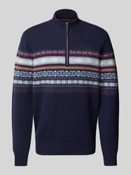 Wollpullover mit Troyer-Kragen von Fynch-Hatton Blau - 12