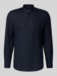 slim fit overhemd van linnen met opstaande kraag model 'Mandarin' van Seidensticker - 15