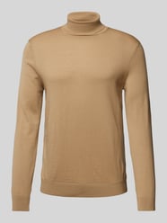 Sweter z dzianiny z wełny lana model ‘TRAY’ od SELECTED HOMME Brązowy - 41