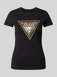 T-Shirt mit Zierperlenbesatz von Guess Schwarz - 1