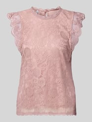 Shaped Fit Blusentop mit Spitzenbesatz Modell 'OLLINE' von PIECES Pink - 1