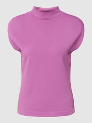 Top mit geripptem Rundhalsausschnitt von Jake*s Collection Lila - 20